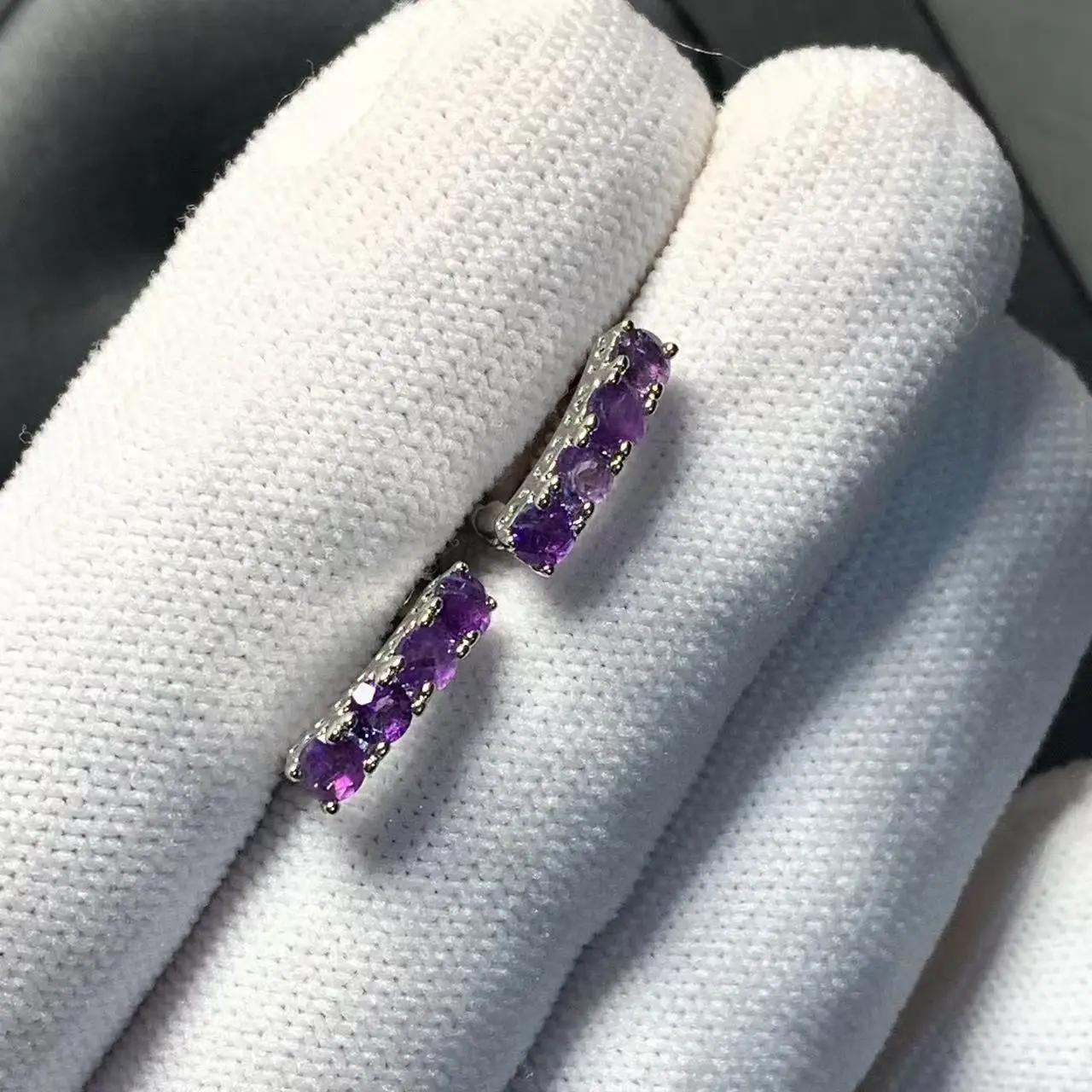 HEYYA STONE Vintage Natural Amethyst Hoop Earrings Simple Classic Round Circle Gemstone Jewelry Handmade 14K GOLD exclusive