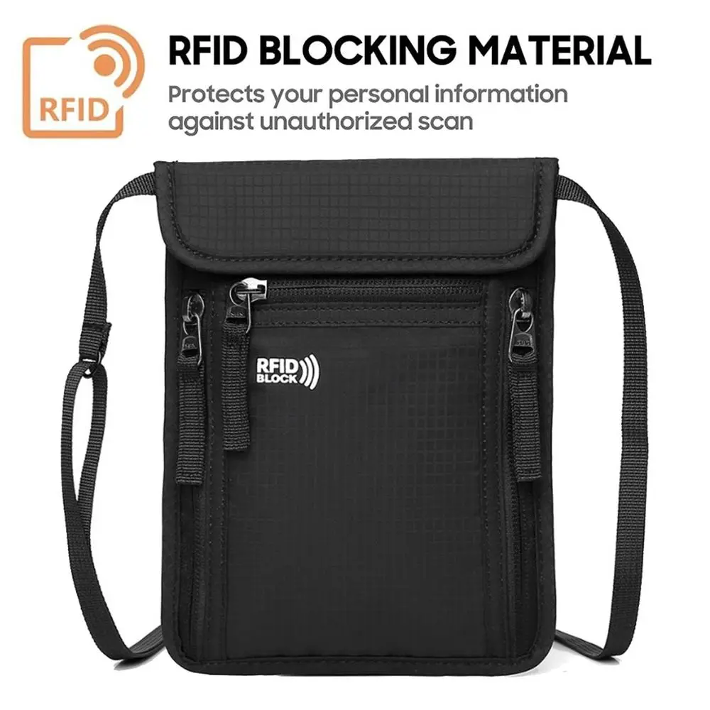 Portable Nylon RFID Passport ID Bag Waterproof Multi-Functional Document Pouch ID Credit Card Holder Travel