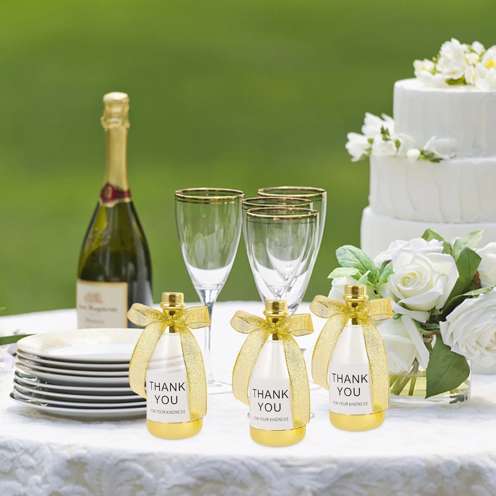 6Pcs Elegant Bottle Style Candy Boxes Ps Plastic Ribbon Design Visible Storage Wedding Party Favor Container for Any