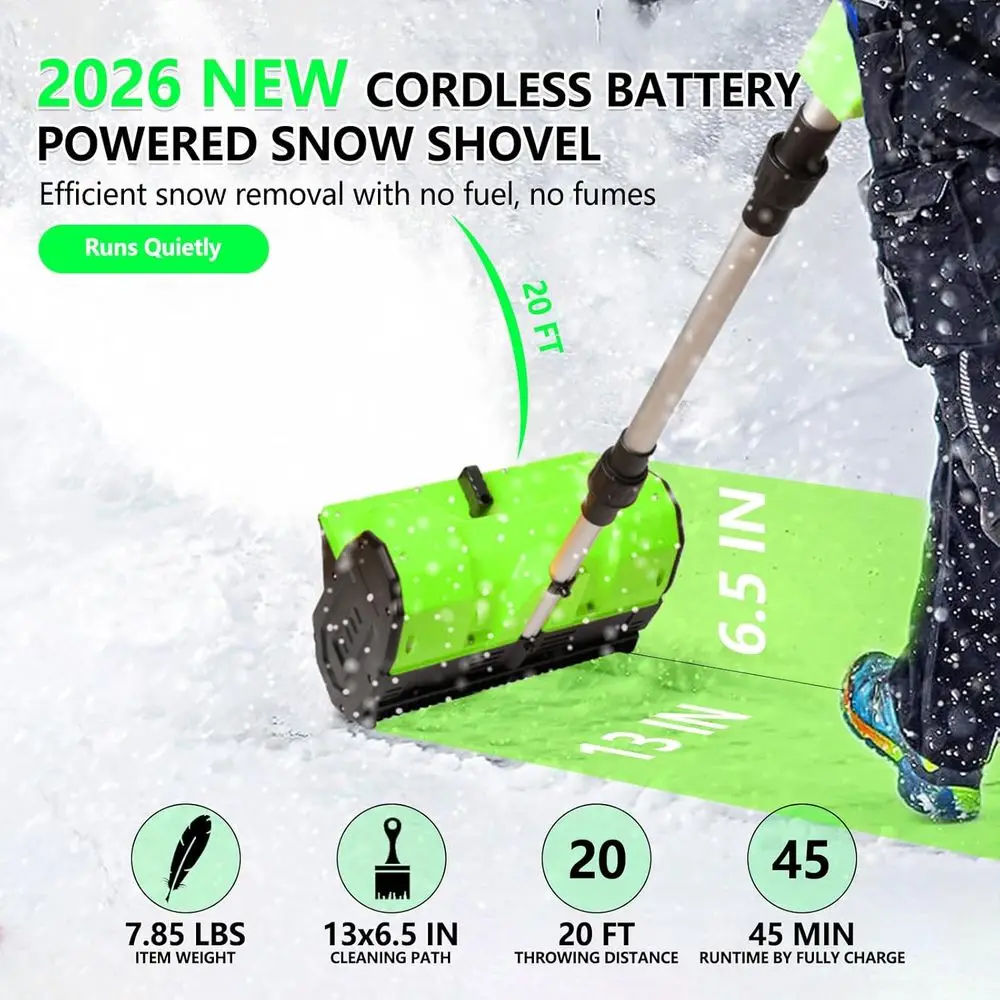 2026 جديد 13 بوصة مجرفة ثلج كهربائية لاسلكية تعمل بالبطارية، بطارية 48 فولت 4.0 أمبير منفاخ ثلج لاسلكي مع بطارية وشاحن، El #2