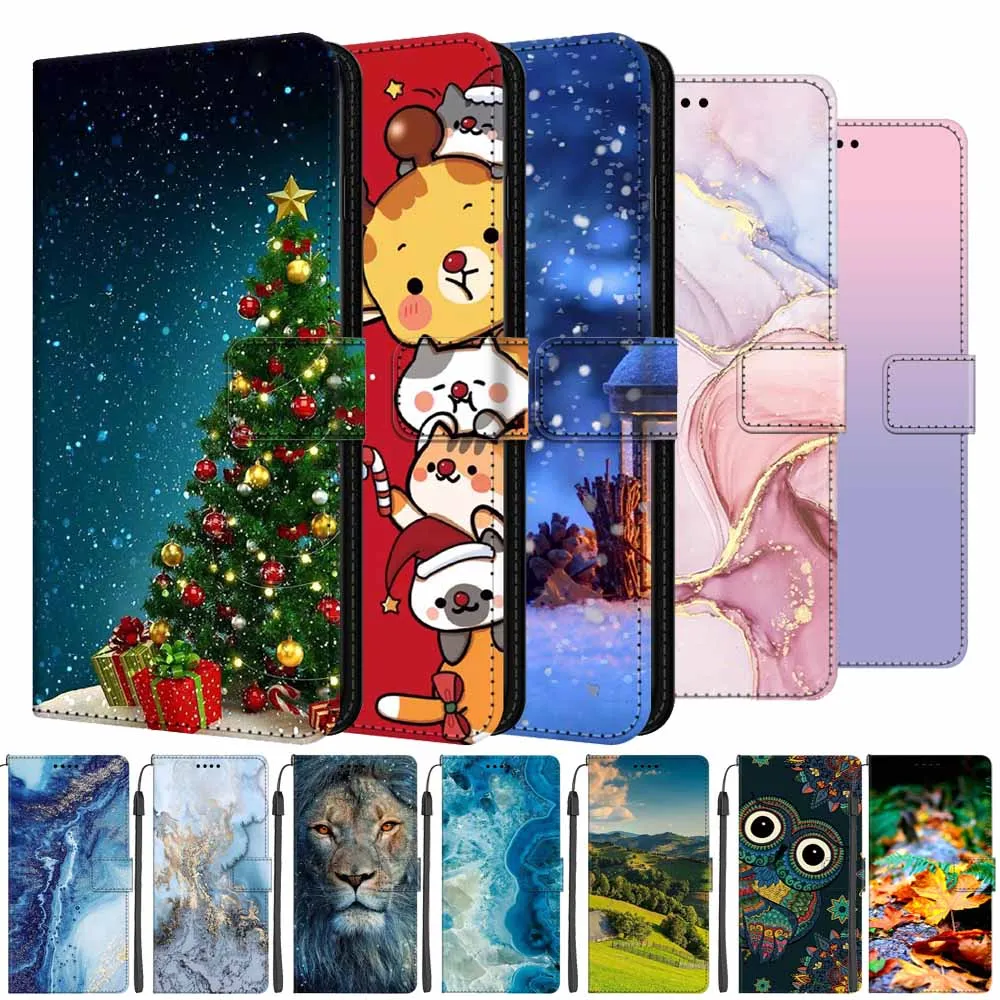 

Flip Book Cover For Huawei Mate 70 Pro+ Case Christmas Marble Leather Wallet Card Slots Phone Bags For Mate 70 Pro Plus Cases