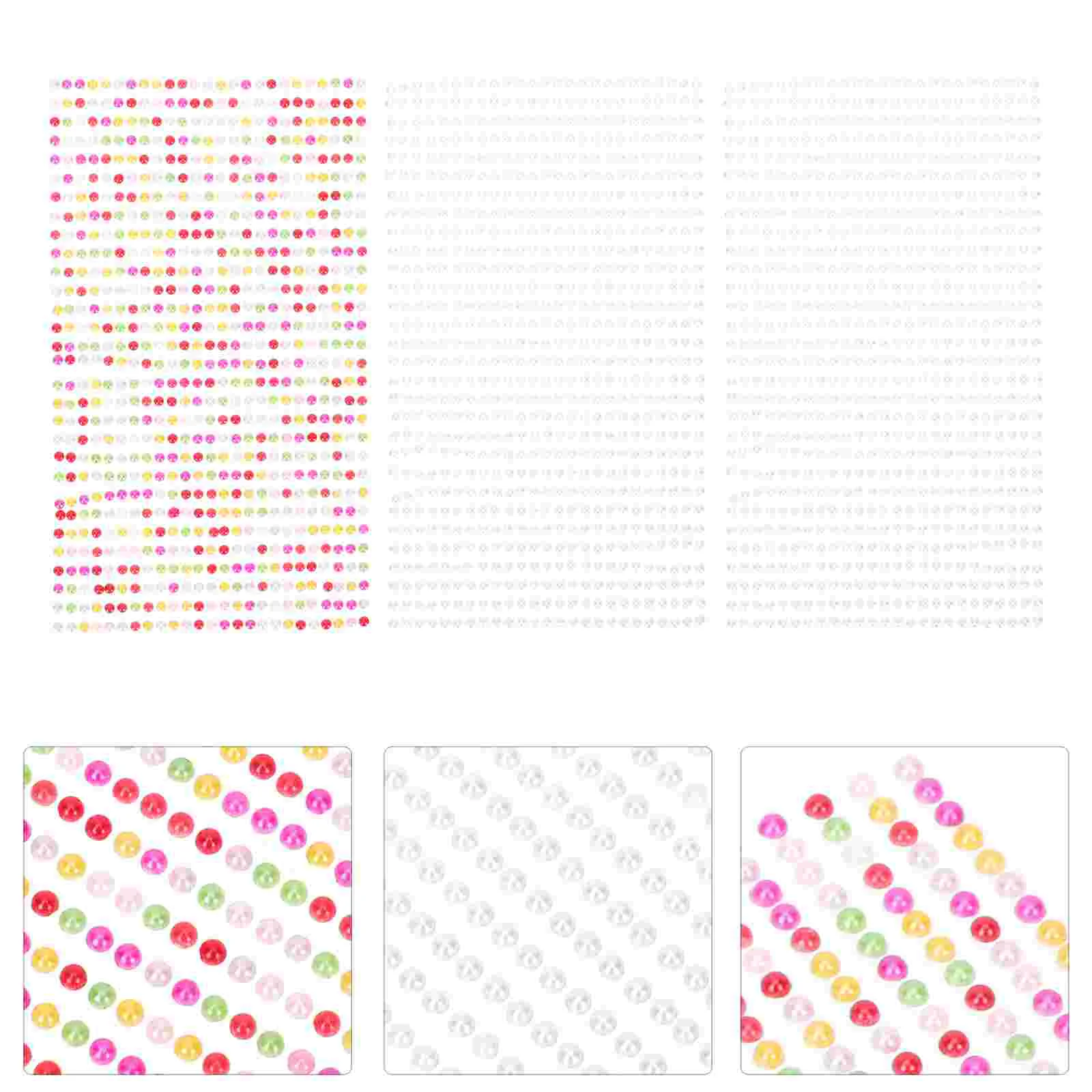 3 Blatt Edelstein-Augen-Perlenaufkleber, Schmuckaufkleber, Gesichtsschmuck, selbstklebende Perlen
