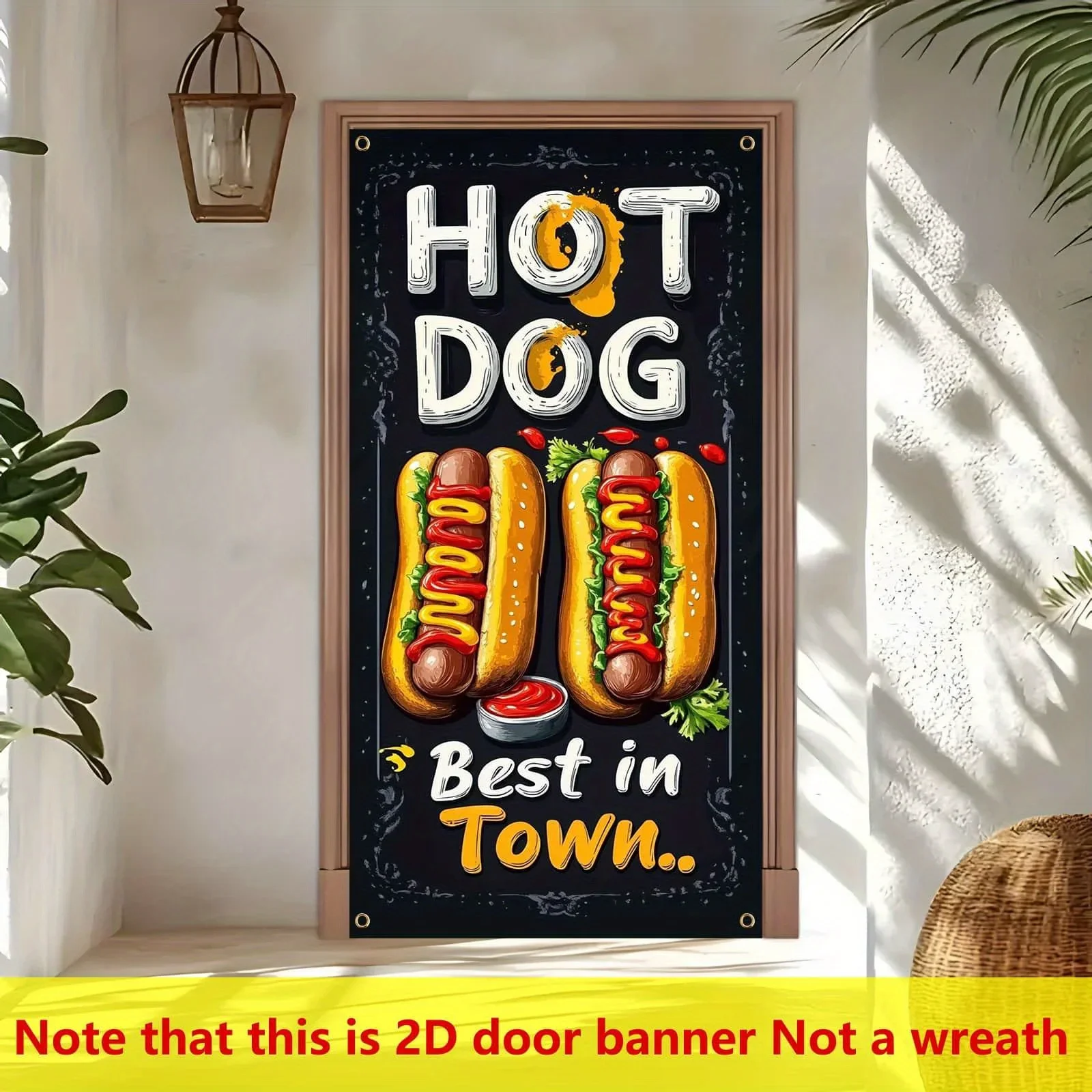 2D banner for doors, 1 hot dog barbecue party banner 