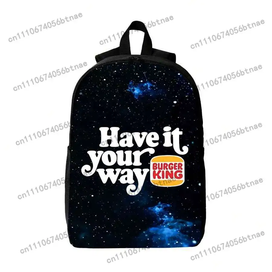 Burger King Have It Your Way Men Starry Sky Edition Unisex Waterproof Large Capacity 15 Inch Computer Backpack For School Travel