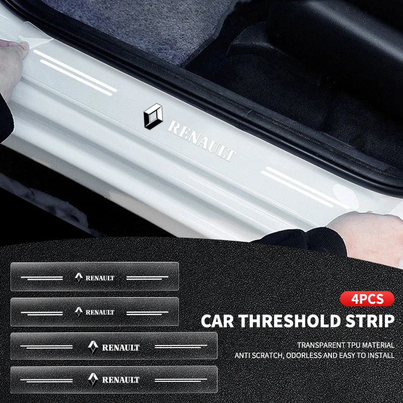 4pcs Car Door Sill Protector Stickers Transparent Decor Decal Threshold Strip For Renault JEEP Acura Subaru Mitsubishi Volvo