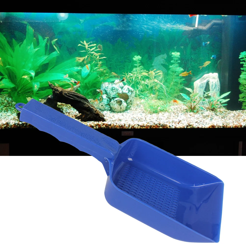 Sand Scoop Pan Blue Fish Tank Aquarium Clean Tool Sand Shovel Slotted Filter Gravel Waste Cleaner Aquarium Clean Tool