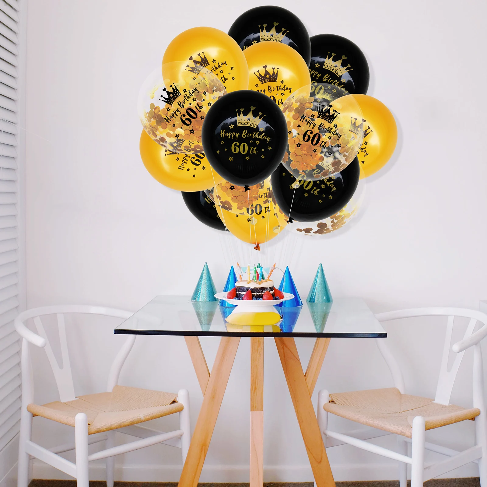 

15pcs Birthday Number Printing Balloons Latex Balloons Balloon Confetti Set Black Decorative Latex Number Printed Reusable