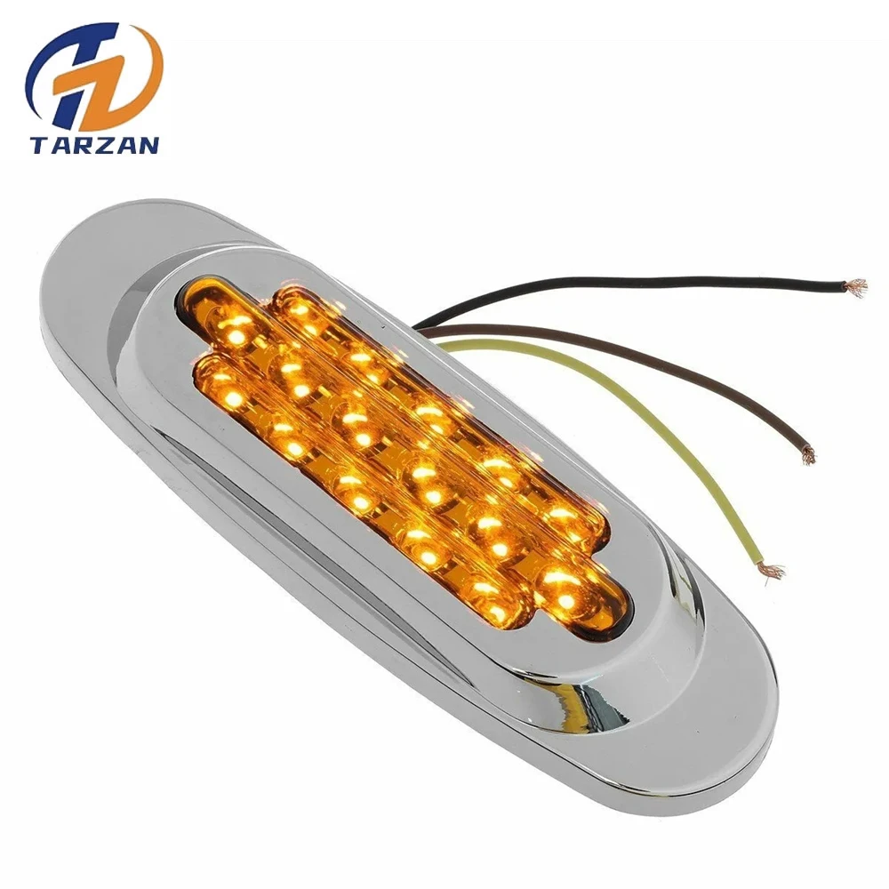 

1 PCS 16LED Side Marker Indicator Light 12V-24V Truck Trailer LED Amber Side Markering Clearance Light Chrome for Freightliner