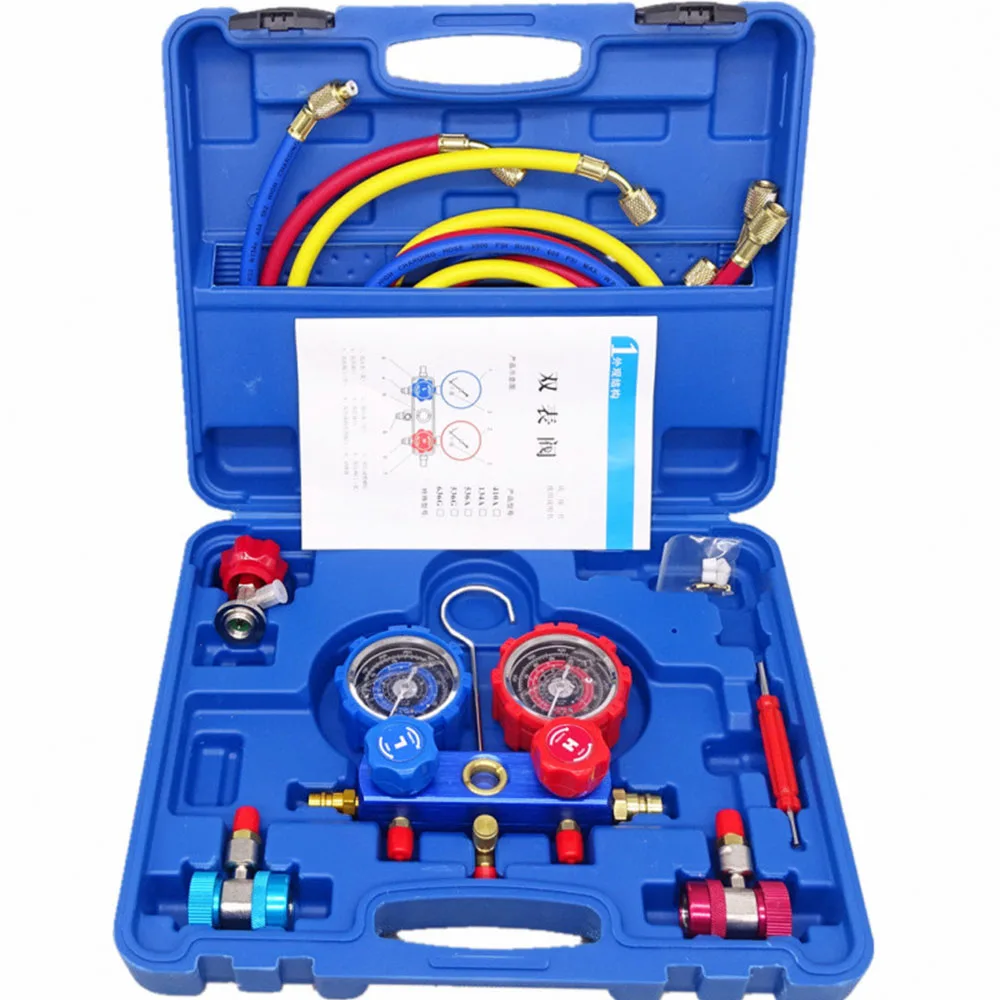 Manifold Gauge Set for  R134A R12 R22 and R502 Refrigerants with 36ft Hose Adapter  Tap