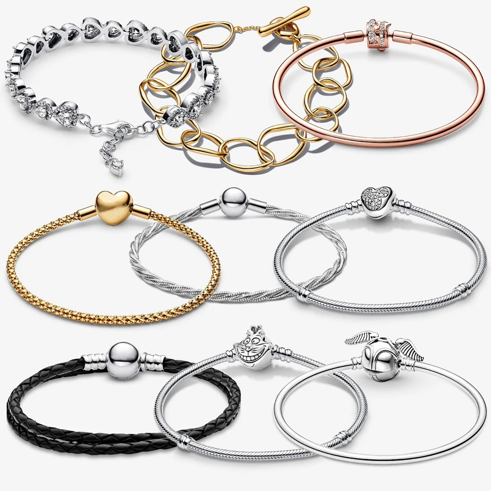 

925 Silver New Eternal Love Heart Adjustable No Lies ME Chain Link Leather Rope Double Loop Bracelet DIY Exquisite Charm Jewelry