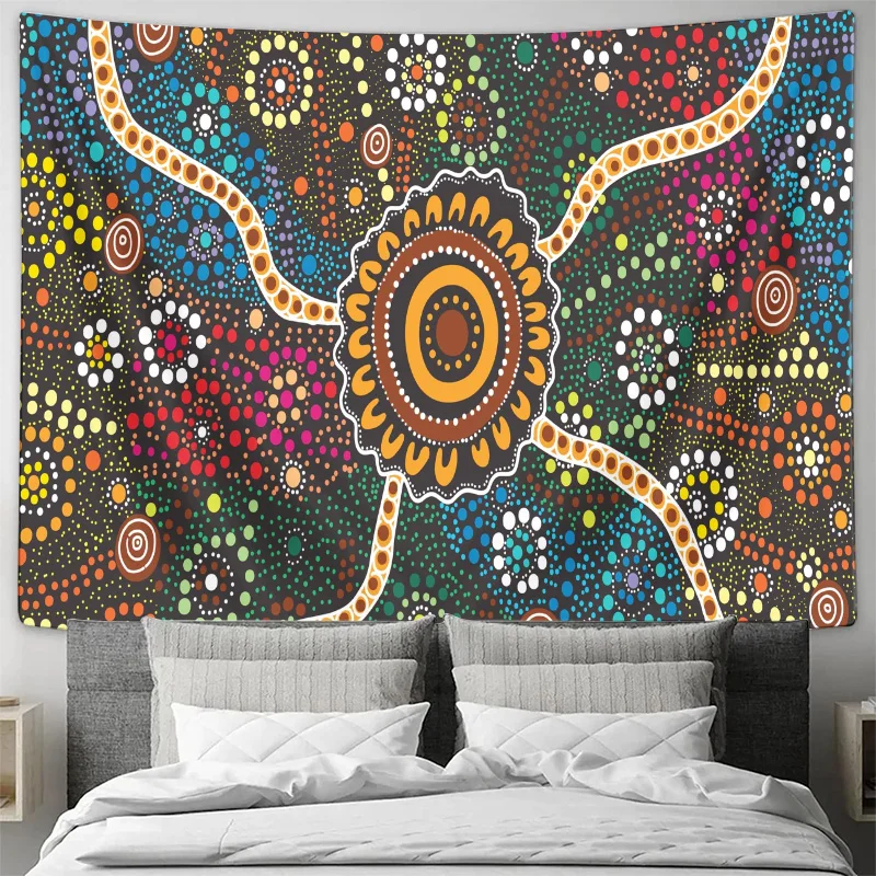 Bohemian Tribal Mandala Tapestry Wall Hanging Colorful Ethnic Boho Decor for Living Room Bedroom