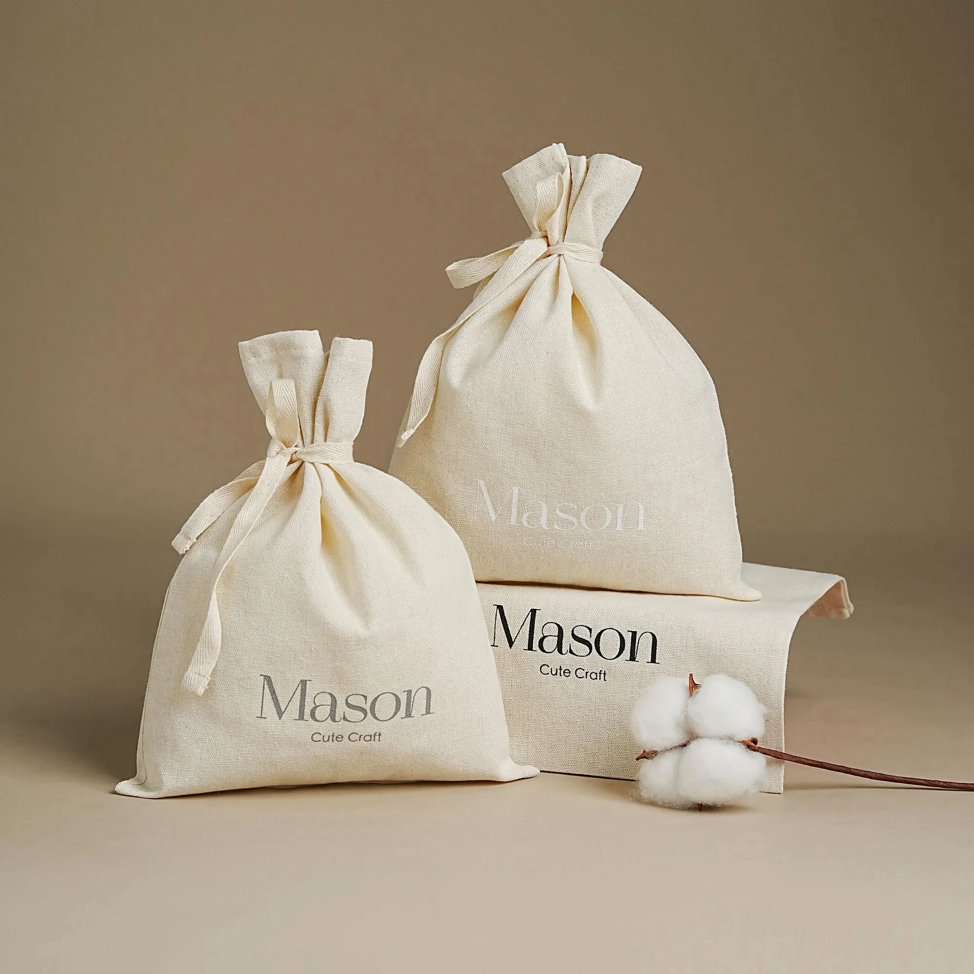 Custom Logo Organic Linen Dust Cover Bag Drawstring Bag for Necklace Cosmetics Gift Pouch Weddings Special Occasion Bags
