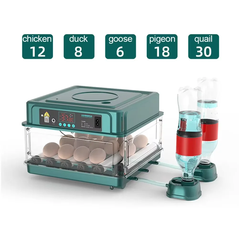 12 Chicken Egg Farm Bird Quail Geese Poultry Egg Incubator Fully Automatic Turning Hatching Brooder Farm Hatcher Incubation Tool
