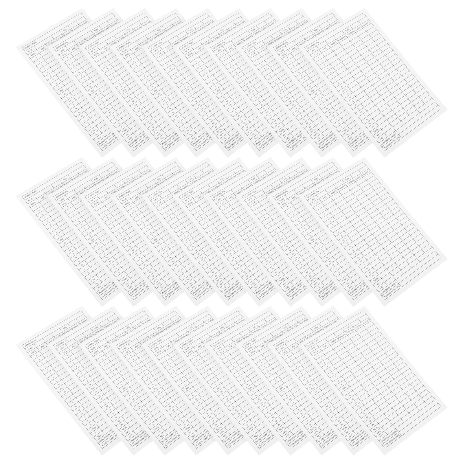 

30 Pcs Golf Scorecard Printed Scorecards Paper for Outdoor Accessories Scorekeeper Competition Printable