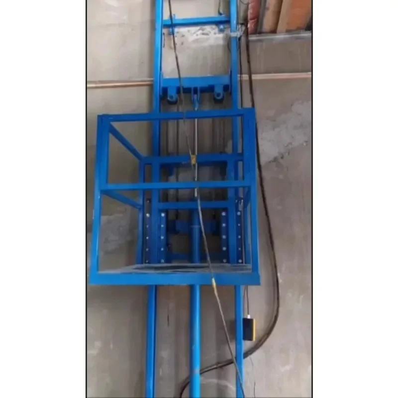 الكهربائية الهيدروليكية المنزلية الصغيرة البضائع رفع تحميل 500 كجم 1 طن مصعد دليل السكك الحديدية منصة مستودع النقل للتخصيص
