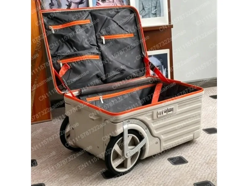 24 Inch Side Open Suitcase with Oversized Wheels Lightweight Travel Luggage Durable Hardshell Spinner Case for Trips