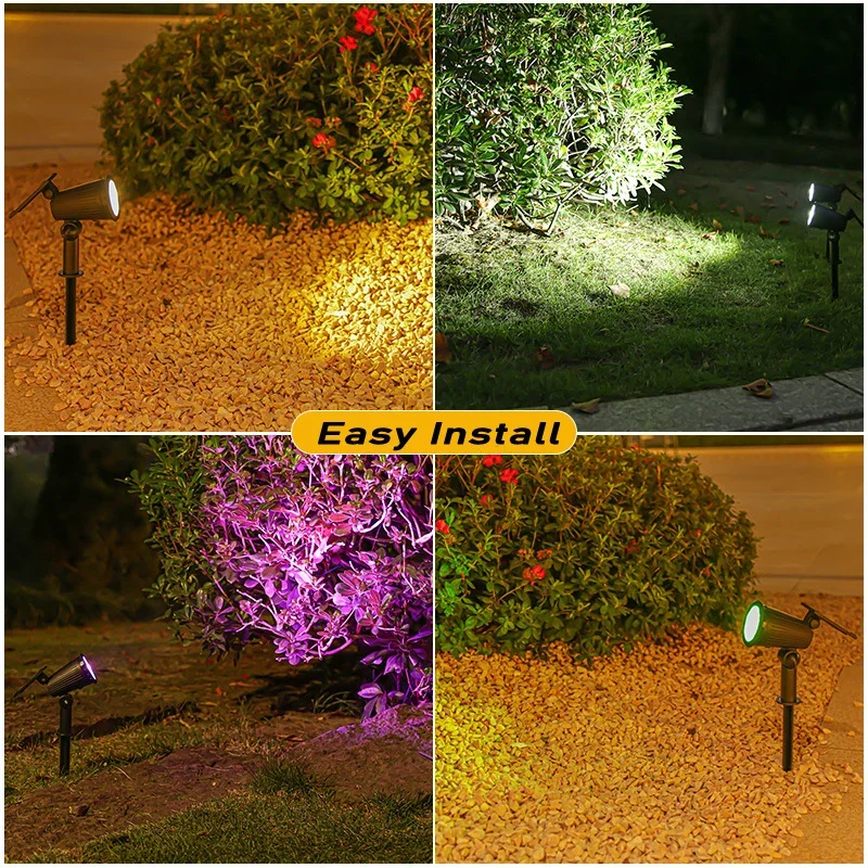 Solar Outdoor Lights Waterproof IP65 9 LED Solar Landscape Spot Lights Brightness Adjustable Yard Trees Garden Decoration Lamp