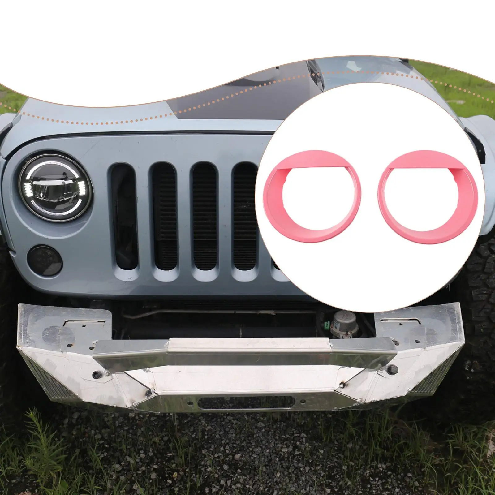 

Professional Pink Headlight Ring ABS Bezel Headlamp Frame Cover Protector for Jeep Wrangler 2007 2017 Decoration