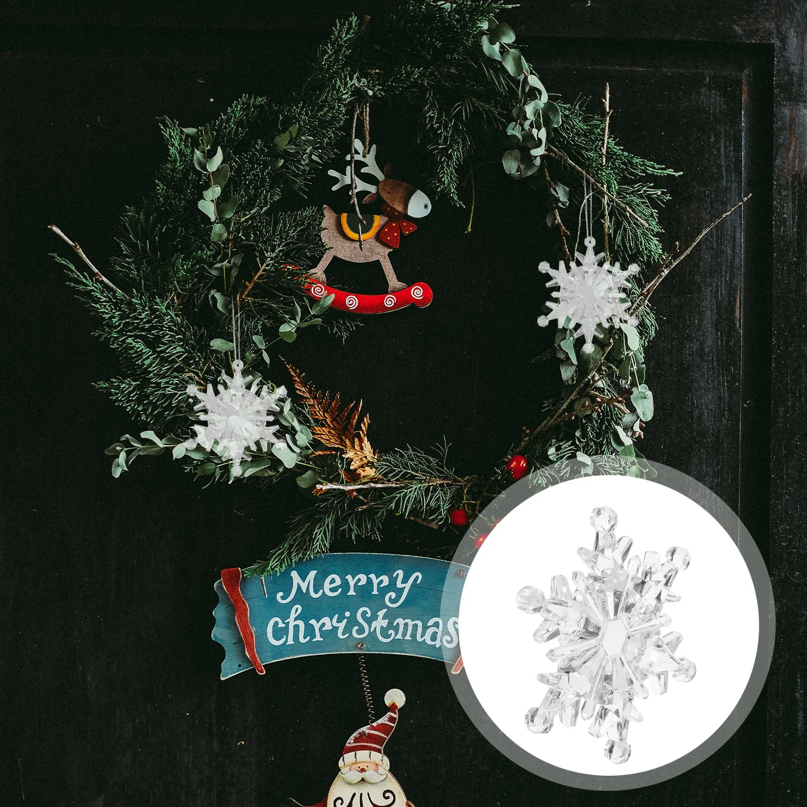 

50Pcs Acrylic Snowflake Hanging Ornaments Christmas Tree Decorations Xmas Party Hanging Decor Design Xmas Tree Ornament