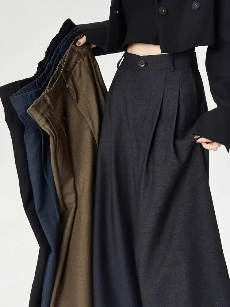 Women Pants 2025 New Style Women's High End Black Suit Pants Women High Waisted Pants Loose Floor Dragging Wide Leg Pants