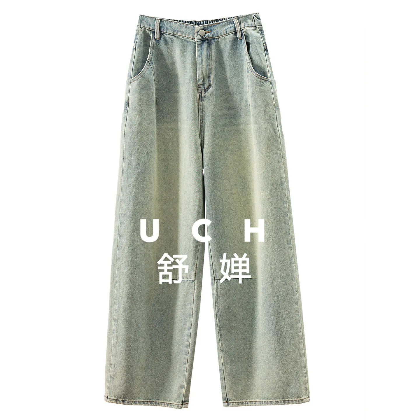 

Ретро-синие джинсы-бананы с высокой талией, свободные, широкие штанины, женские, весна-лето 2026, модель 04G1