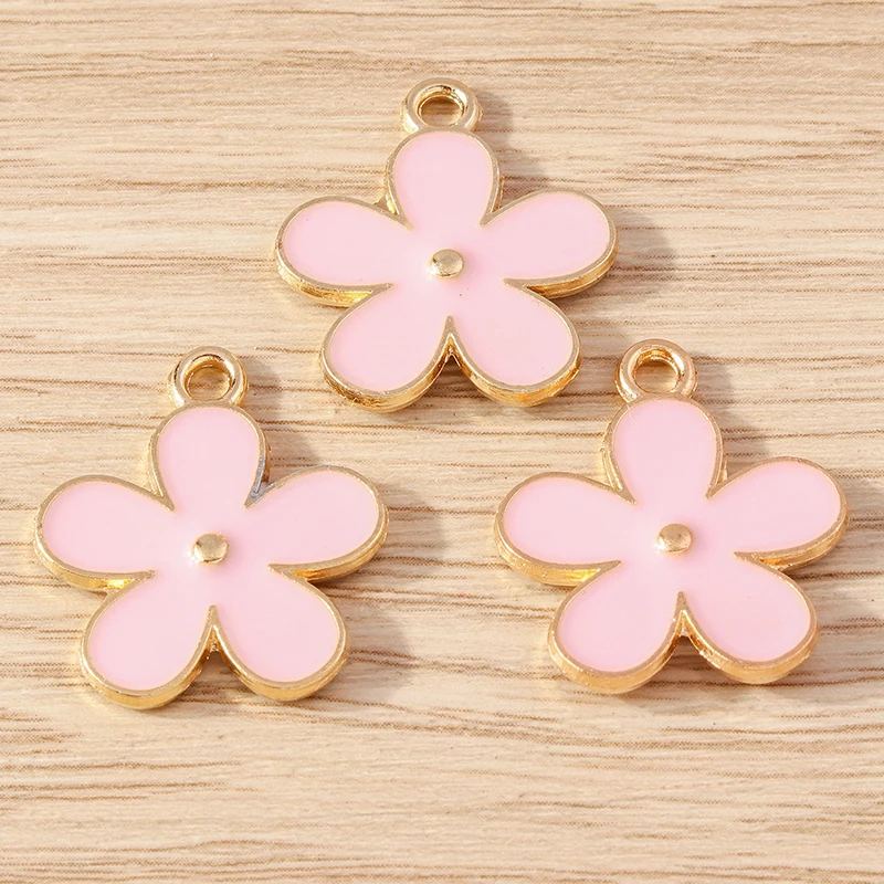 10pcs 20x23mm Fashion Colorful Enamel Flower Charms for Jewelry Making Earrings Pendants Necklace Bracelets DIY Crafts Supplies