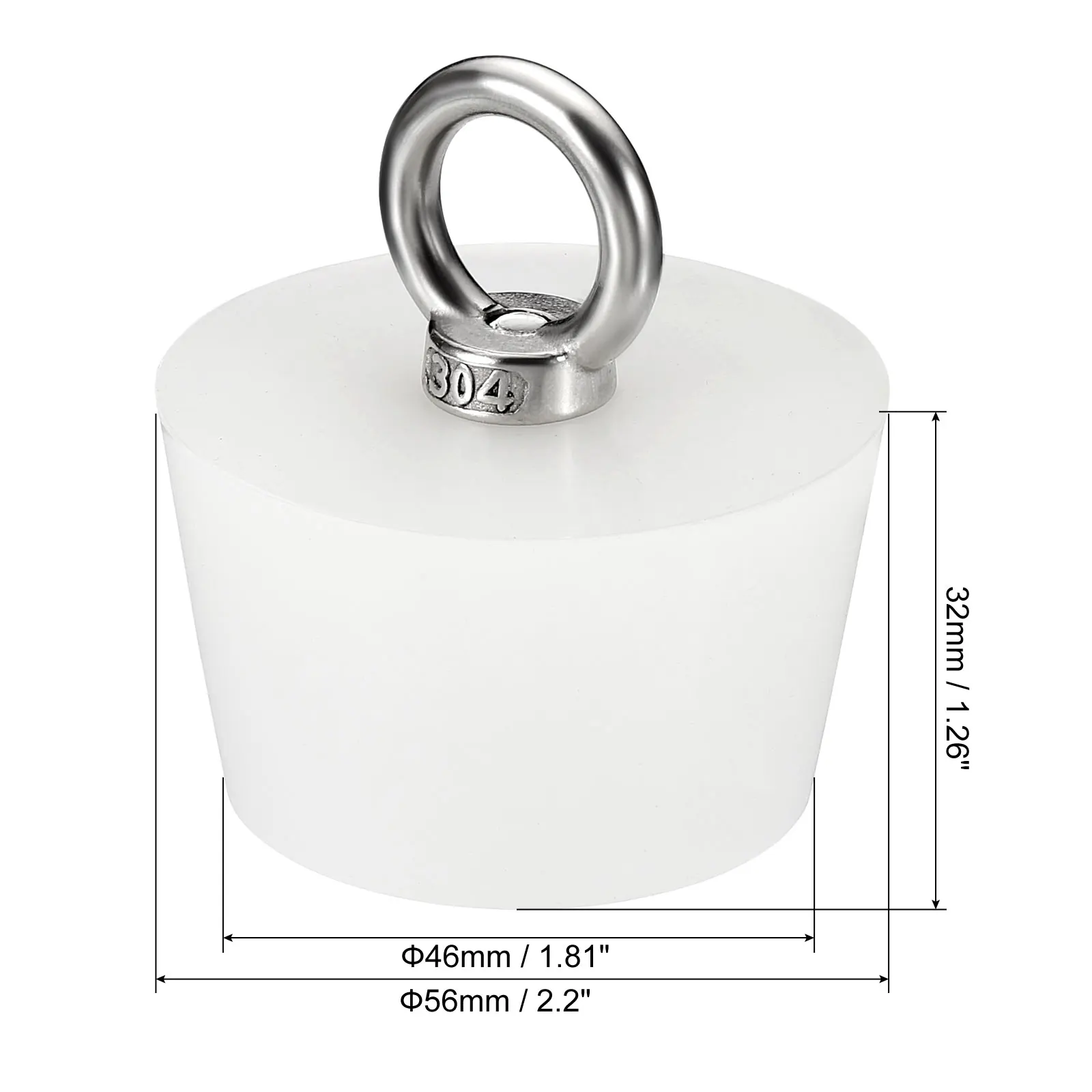uxcell 1Pcs Silicone Rubber Tapered Plug 31mm to 73mm Solid Bathtub Bungs Stopper with Ring for Test Tubes Water Pipe White