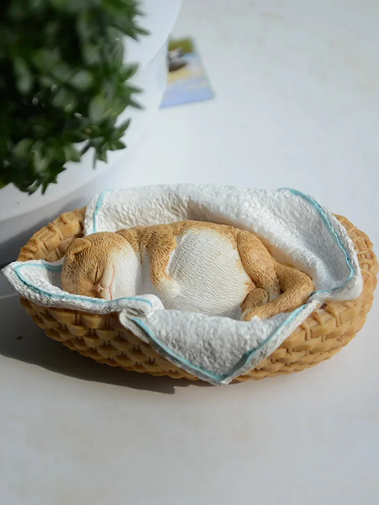 

NEW Art Creative Cute Animal resin cat creative miniature Figurine Craft fairy garden miniatures Mini home decor accessories A