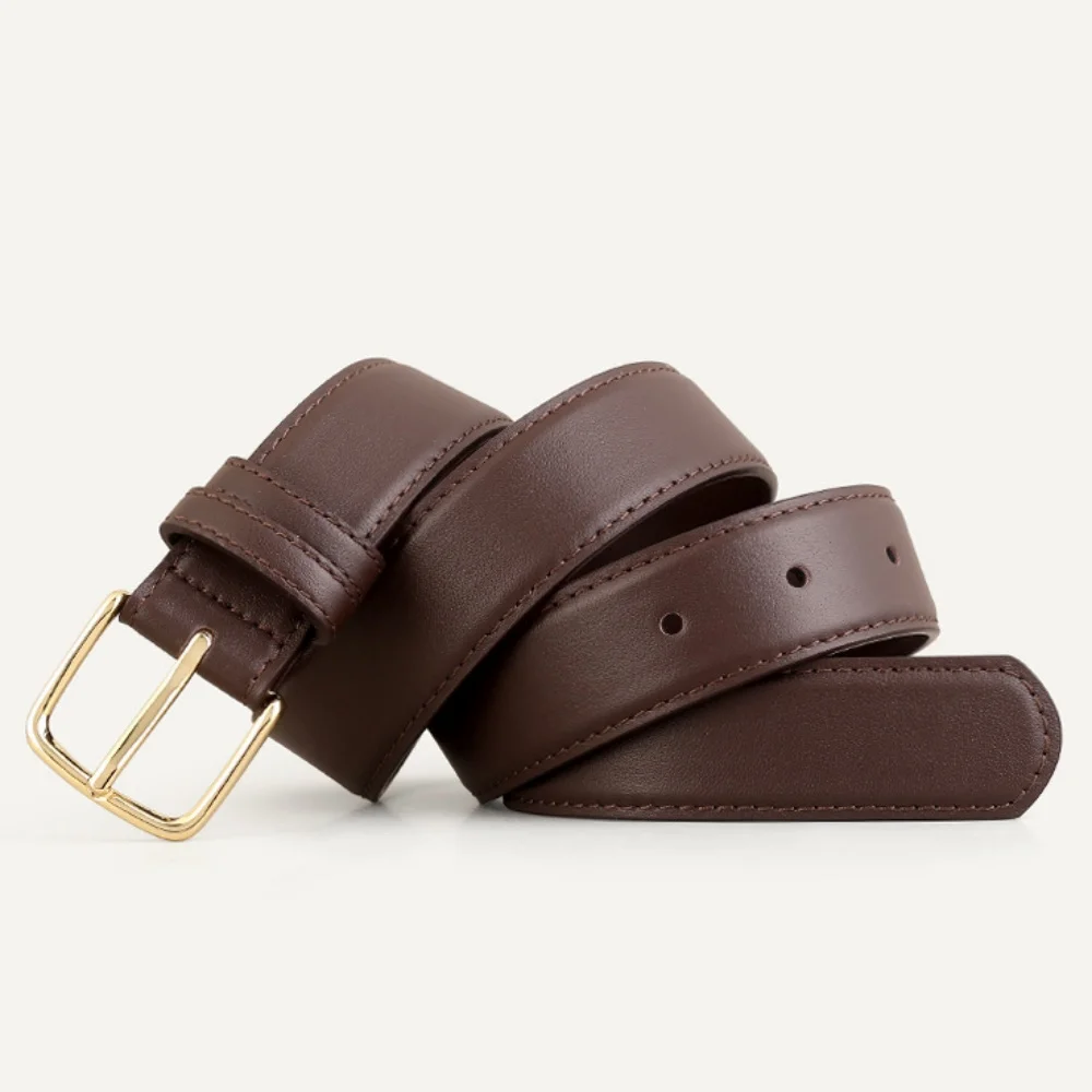 

Ремни простого стиля для женщин, коричневый цвет, корейский дизайн, трендовый пояс, женские джинсы, брюки, аксессуары, ремень из натуральной кожи