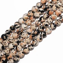 8mm Natural Orange Black Color Turquoise Stone Beads Round Loose Beads for Jewelry Making DIY Bracelet Necklace Accessories