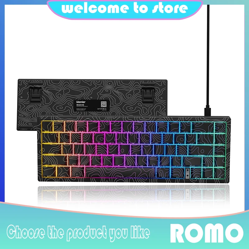 2024 NEW Womier M68he Ultra Transparent Keycap Contour Theme Magnetic Axis Keyboard 0.1mm Accuracy 8k Return