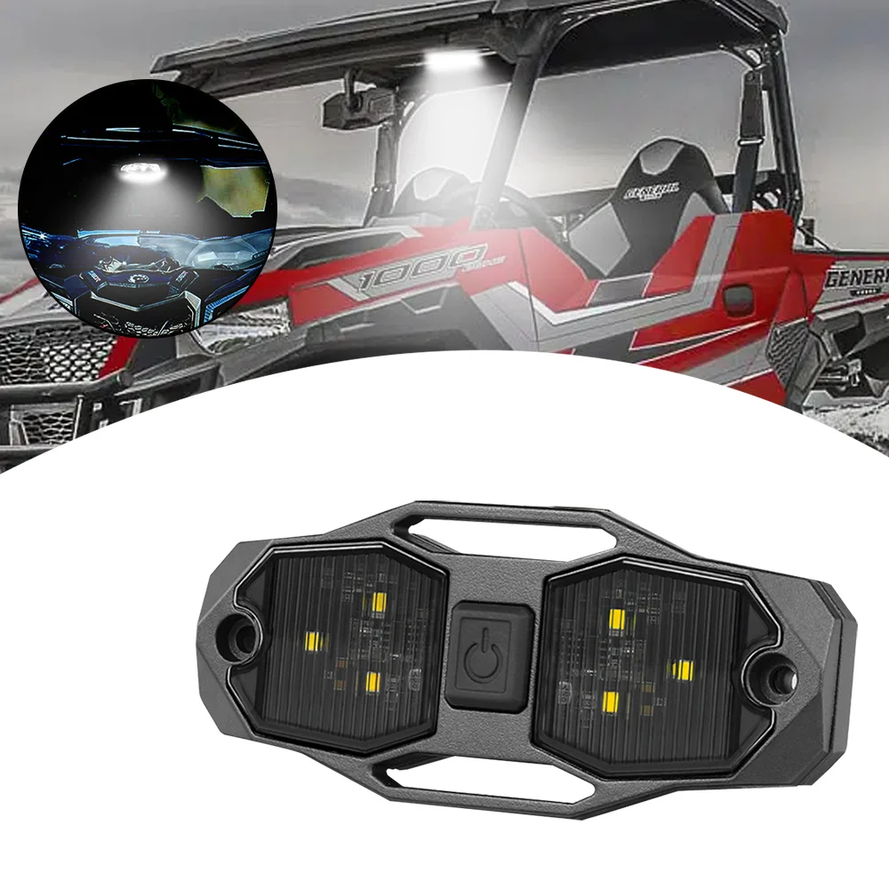 

White Roll Bar Mount LED Dome Light Rock Light w/Switch 12V For Polaris For RZR UTV 4WD Interior Reading Lamp