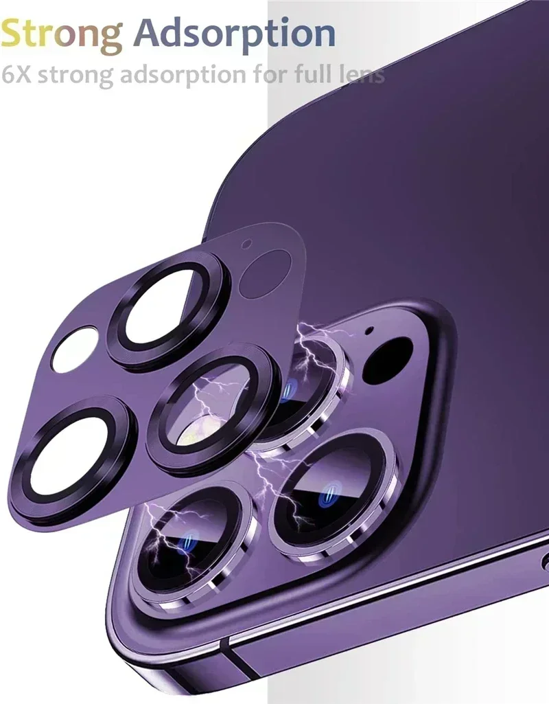 Protector de cristal de lente de cámara de Metal para IPhone 14, 13 Pro Max, 12 Mini, 14 Plus, 14Pro, 13Pro, 12Pro, i14, accesorios de cubierta de lente de vidrio