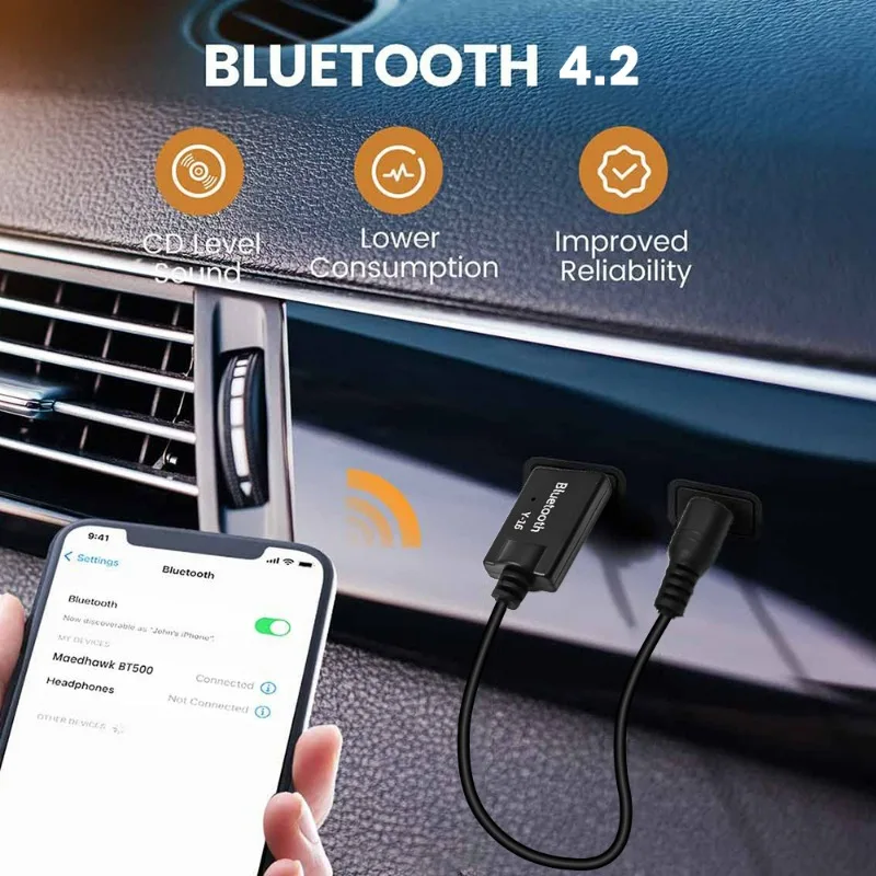 Car Bluetooth Adapter Receiver Portable Wireless Music 3.5mm AUX Jack Audio Receiver Car Speakers Stereo USB Mini Bluetooth 4.2