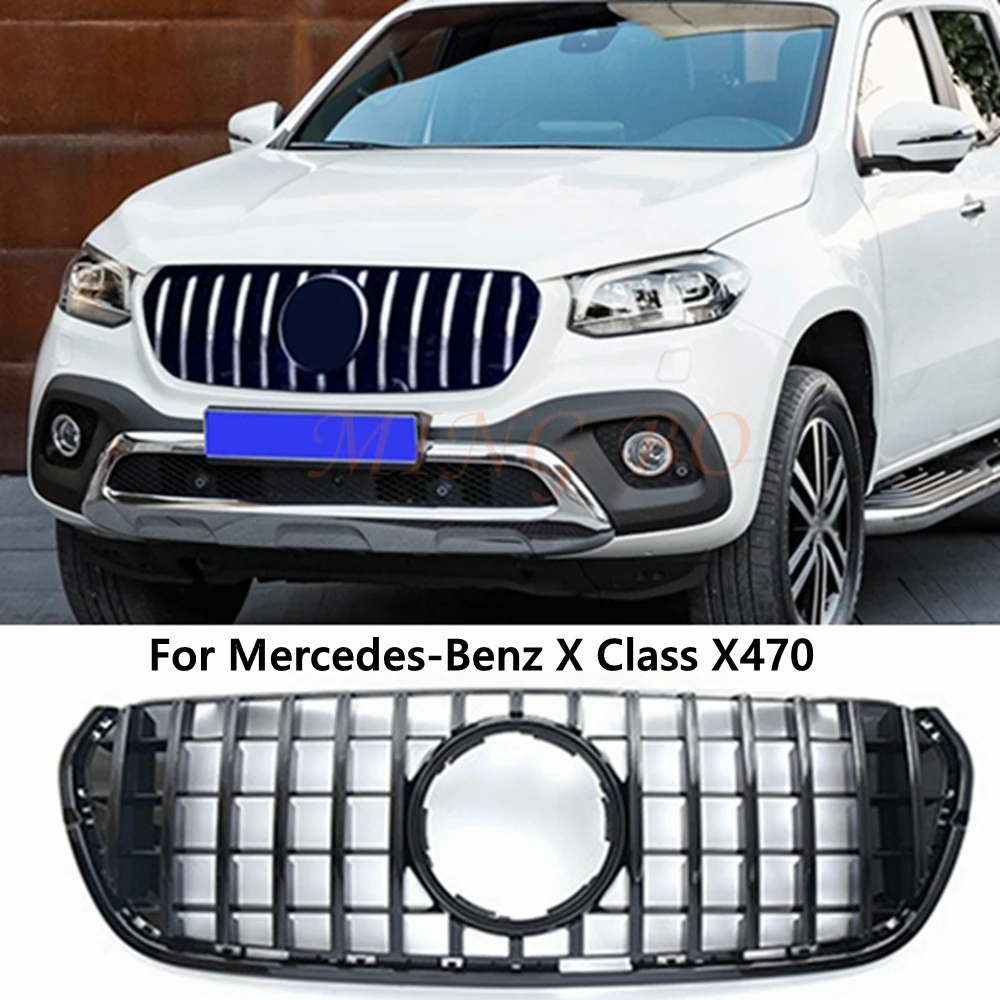 

For Mercedes Benz X Class X470 2018-2020 Black/Chrome Black/MatteBlack GT Style of Front Bumper Grille Mesh Grill