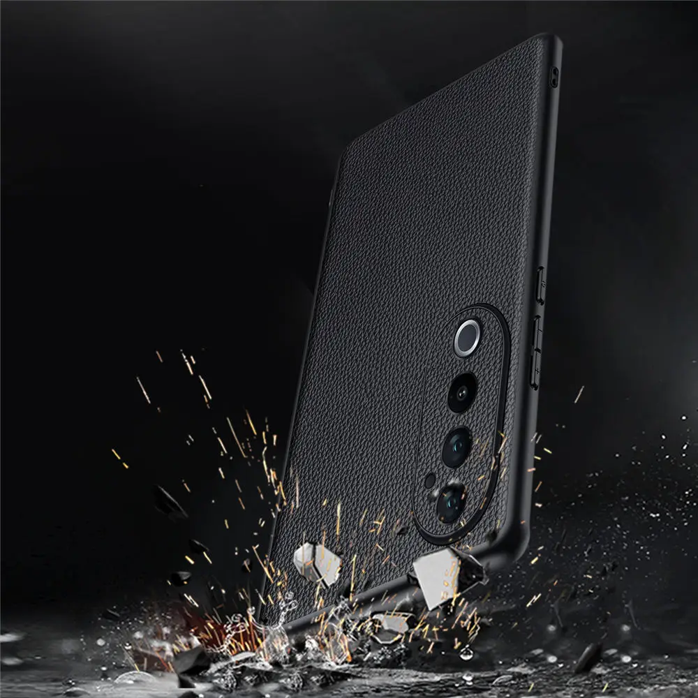 Тонкий чехол из натуральной яловой кожи личи для Vivo S19 Pro S19, матовая деловая задняя крышка