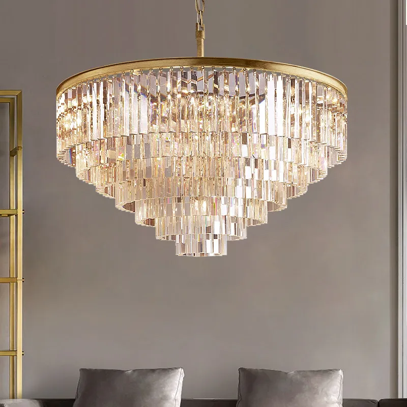 Round Crystal Chandelier K9 Angular Crystal Art Deco Style of Paris Pendant Lamp Franch 1920S Odeon Round Chandelier Lighting