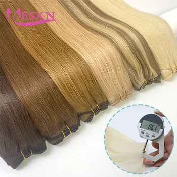 İnsan Saç Atkı Uzantıları Saç Demetleri Kahverengi Sarışın Renk 100g İpeksi Düz Remy Cilt Çift Atkı 14 