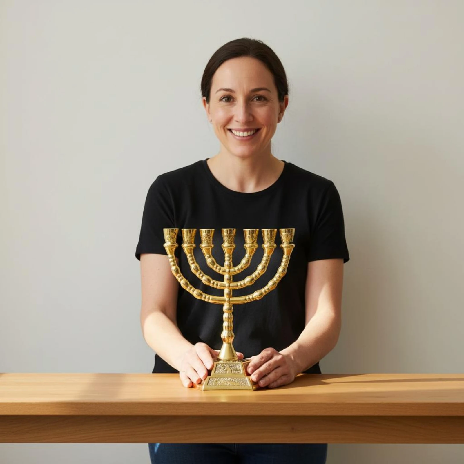 Seven Branch Menorah Traditional Design 7-Branch Menorah 7 Arm Candlestick Decorative Display Religious Decor Table Centerpiece