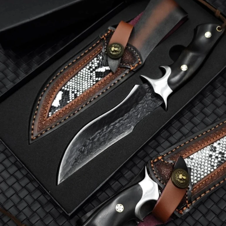 

Дамасское лезвие, ручка из черного дерева, тактический охотничий нож высокой твердости, EDC инструменты для выживания, кемпинговые ножи с подарочной коробкой, рождественский подарок