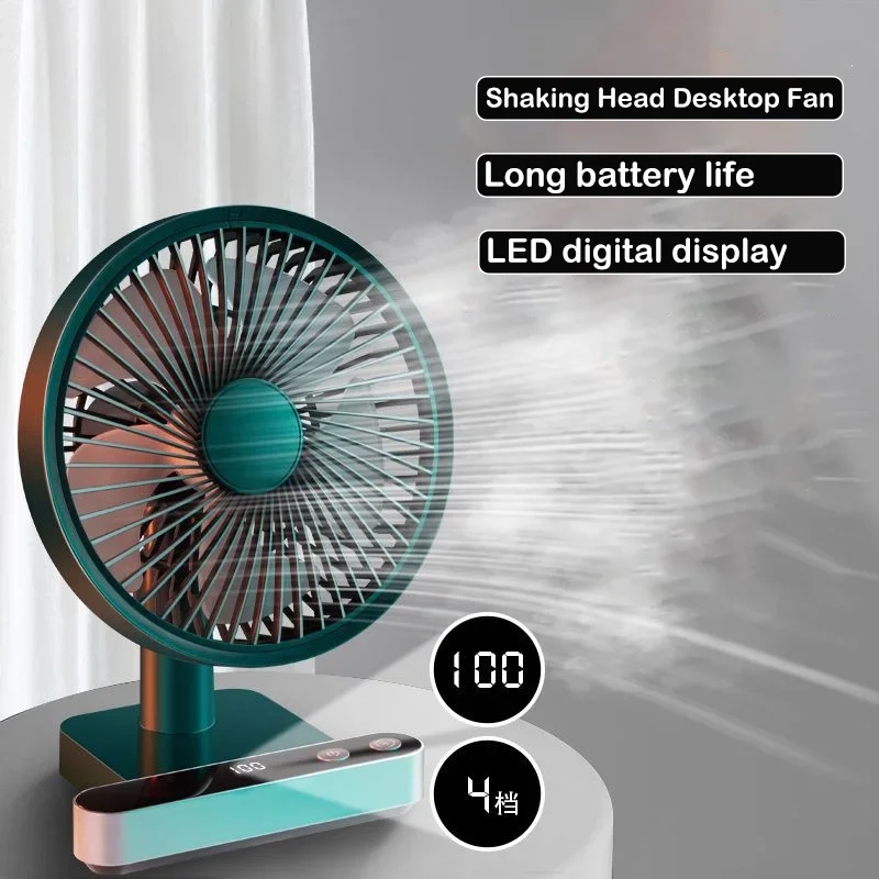 Desktop Fan Digital Display USB Rechargeable Silent Electric Fan