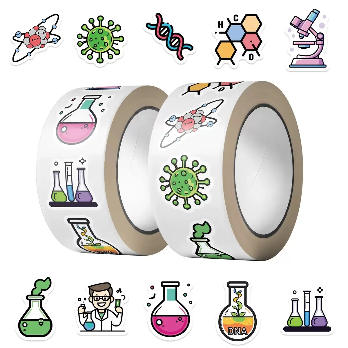 

500pcs/Roll Chemistry Laboratory Experiments Lab Sealing Stickers DIY Waterproof Laptop Phone Decoration Kids Rewards Gift Toy
