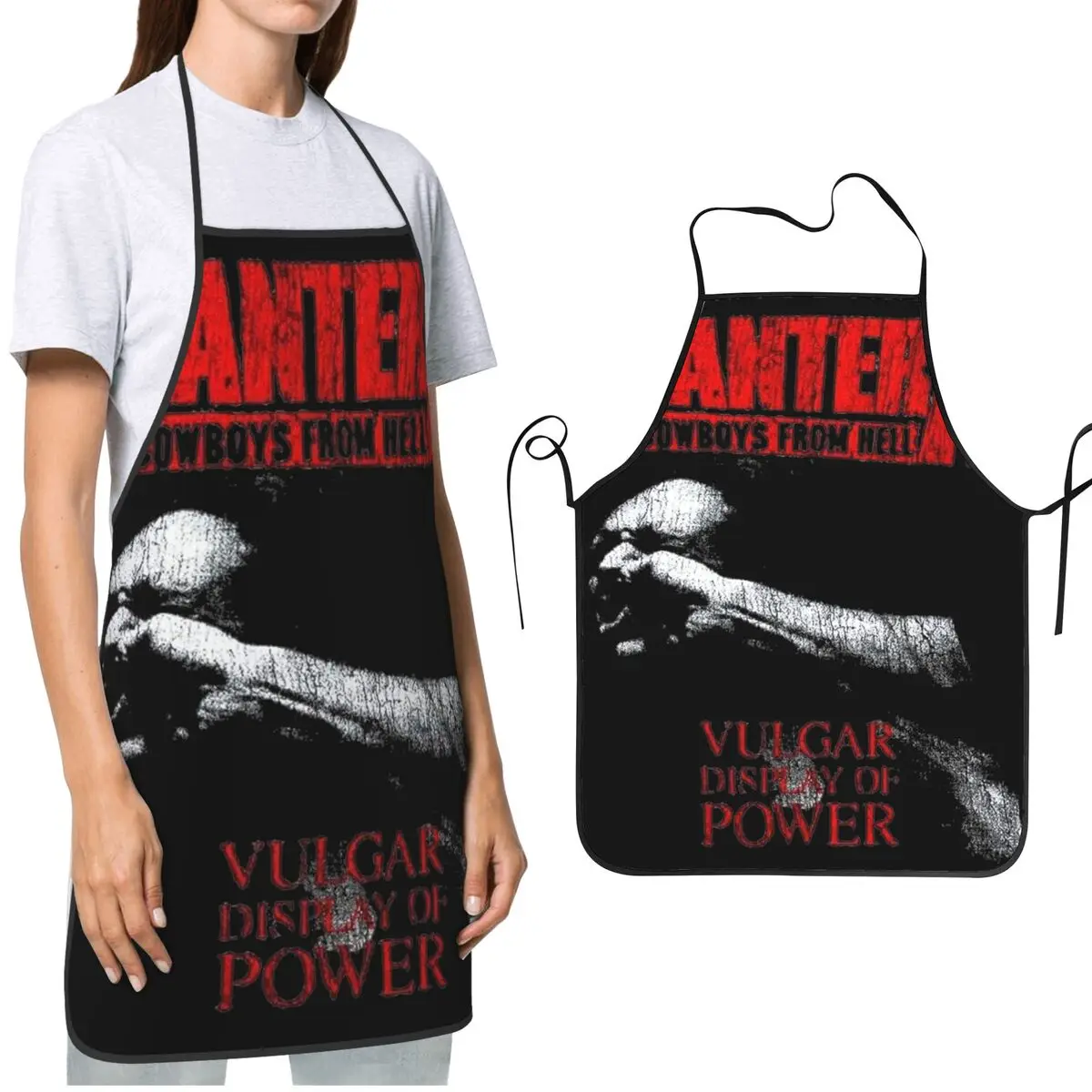 Gifts for Men Women Chef Bib Apron Vintage Pantera Band Product Heavy Metal Band Baking Aprons Neck Strap Water & Oil Resistant