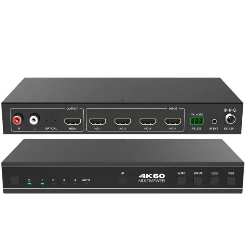 Conmutador de vídeo continuo multivisor HDMI 18G 4x1 4K60 UHD Quad/PiP/PoP para sistema de cine en casa