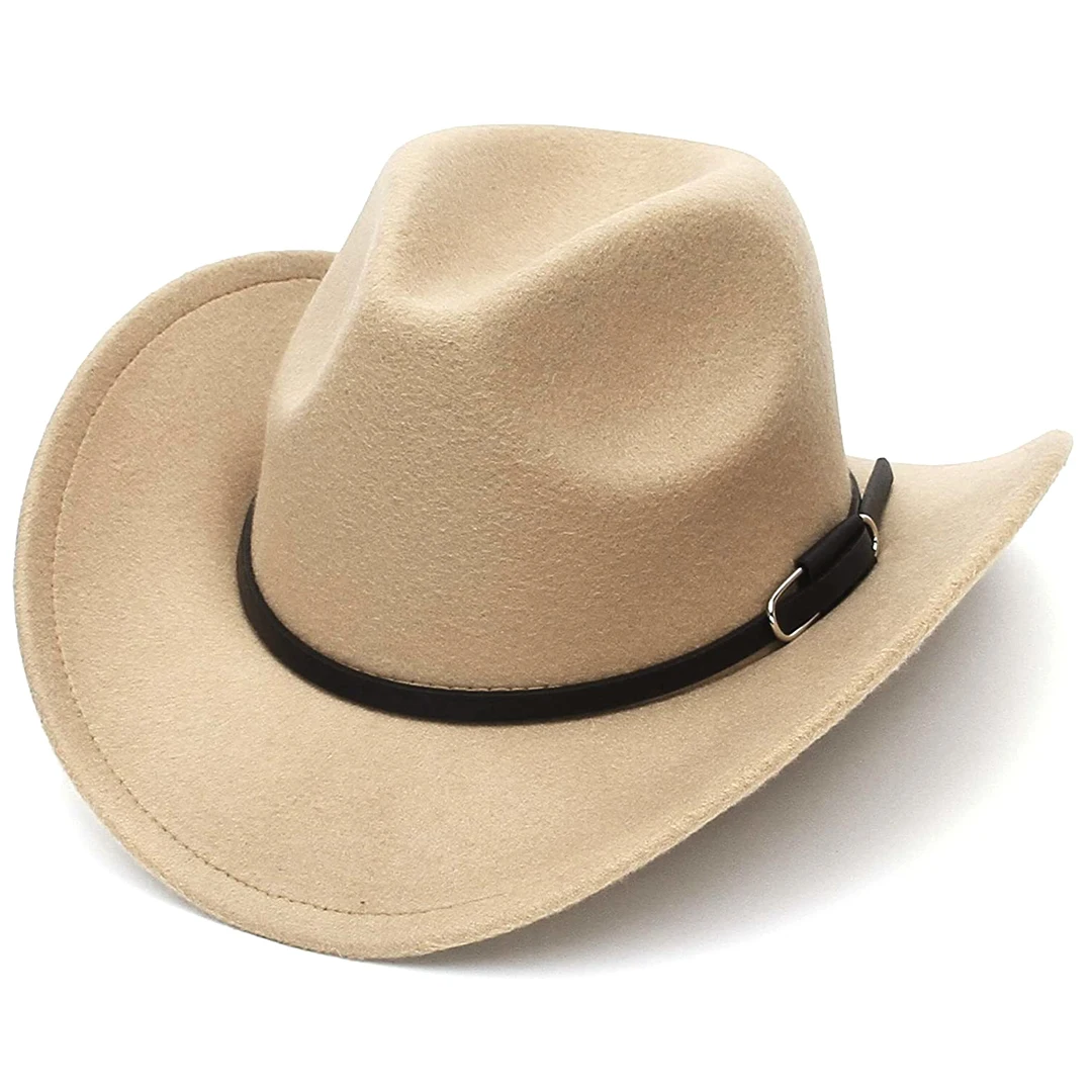 

Classic Cowboy Hat Roll Up Brim Fedora Cowgirl Hat Western Cowboy Hat with Belt for Men Women