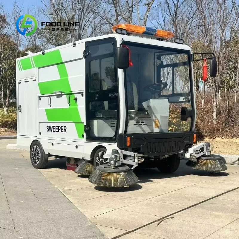 large container ride‑on electric street sweeper multi side brushes ground vacuum cleaner for park zone sanitation operations