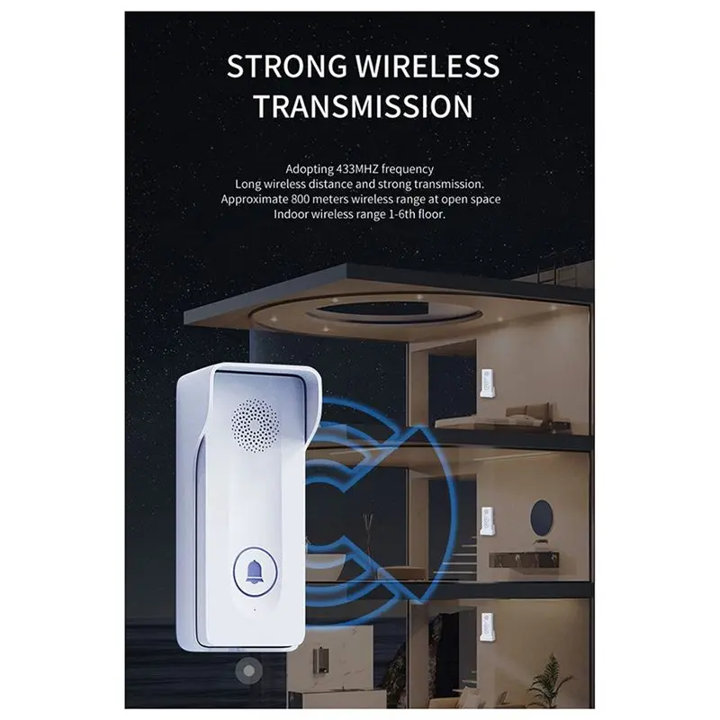 ABJN-New 800M Long Distance Outdoor Doorbell Wireless Intercom Door Phone Unlocking Two-Way Intercom 433Mhz