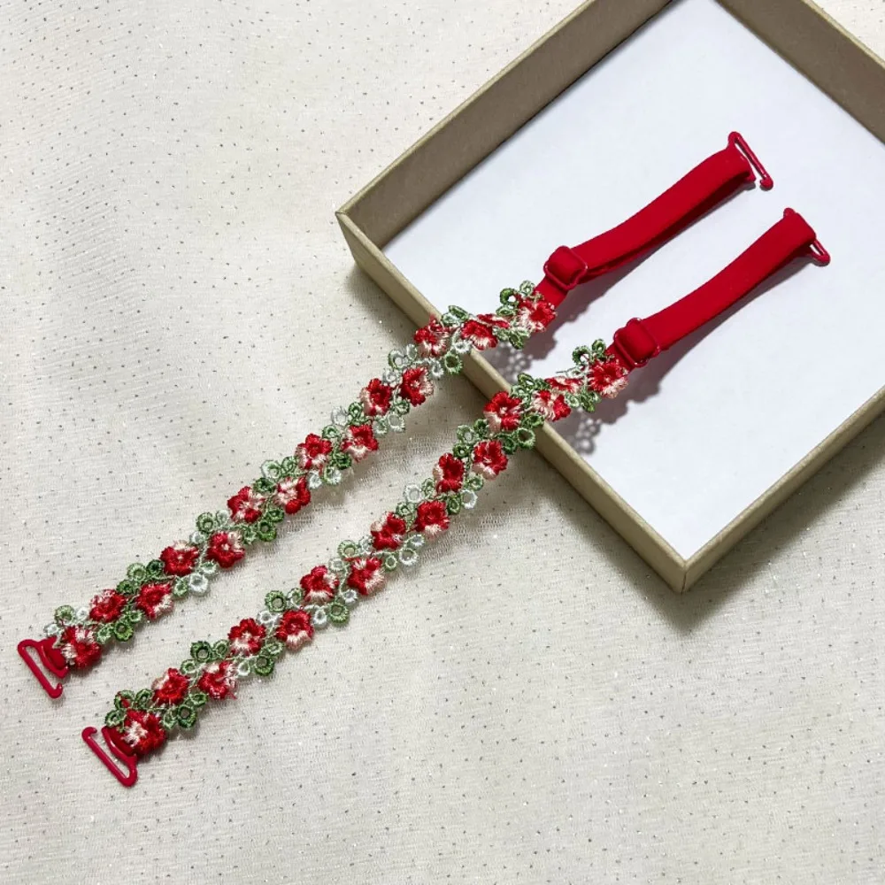 Removable Floral Bra Straps Adjustable Anti-slip Shoulder Straps Sweet Flowers Polyester Floral Shoulder Belts