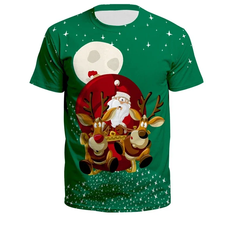 New 3D Printed T-shirts Christmas Eve Christmas T-shirts Men And Women Summer Casual Short Sleeved Tops Ugly Santa Shirt Clthing