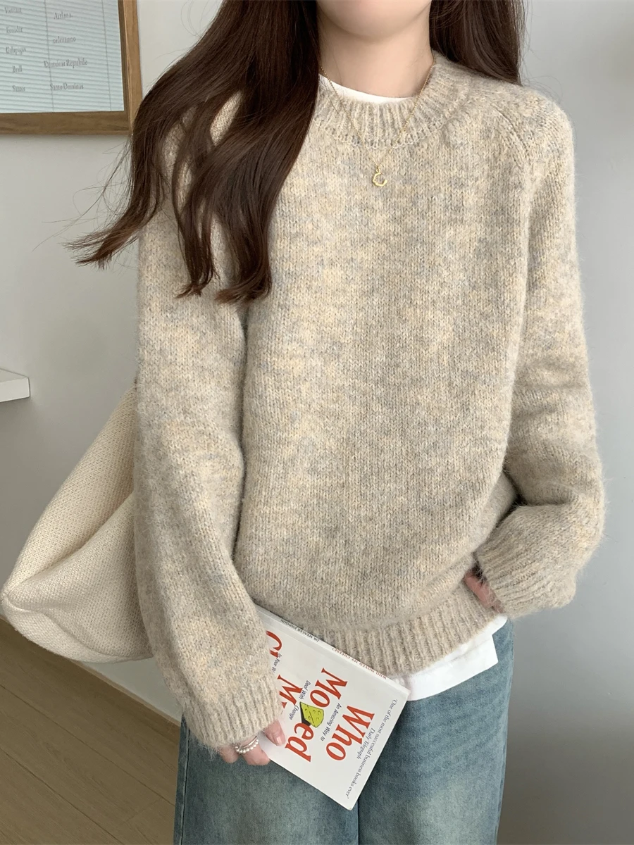 Thiened zachte gebreide trui dames chique innerlijke irt basislaag eenvoudige Sle Koreaanse versie lente herfst winter top